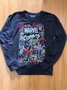 Marvel Men's Crewneck Sweatshirt with Multicolor Comics Print